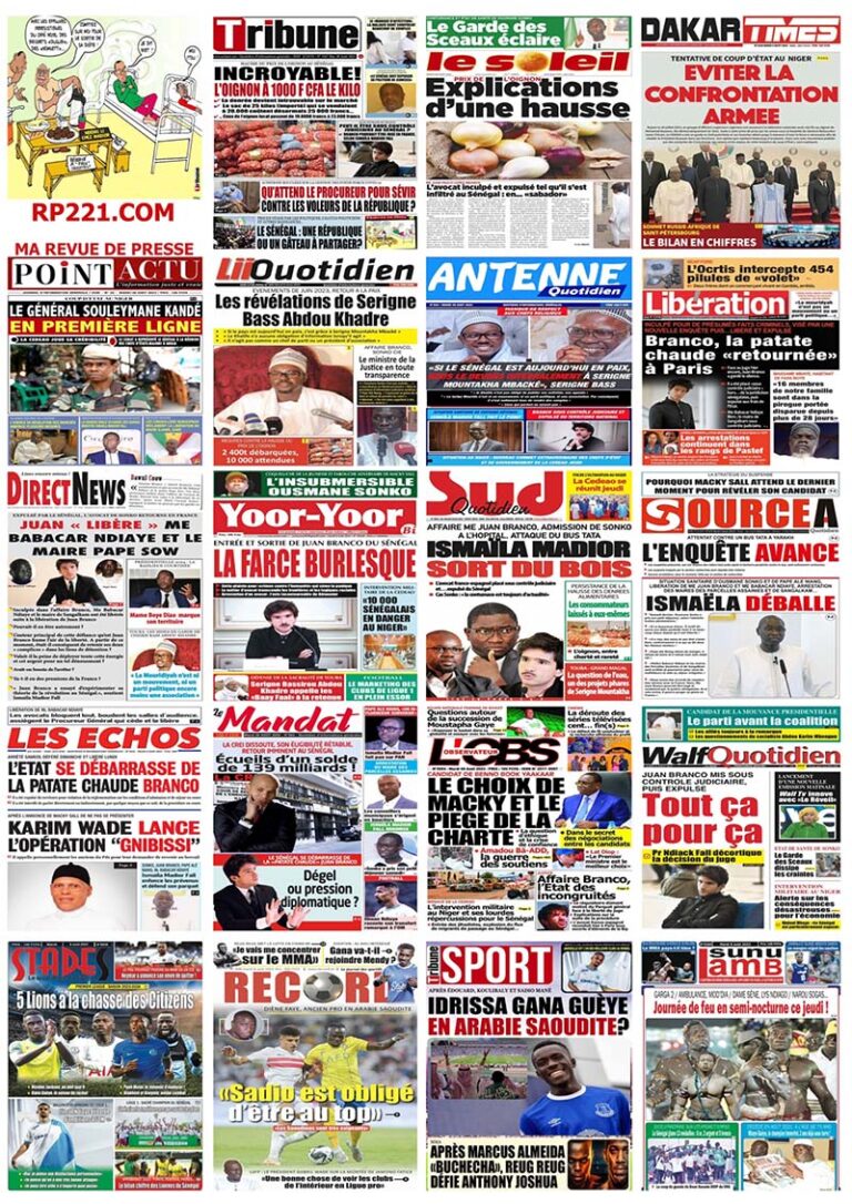Unes des Quotidiens du Mardi 08 Aout 2023-1
