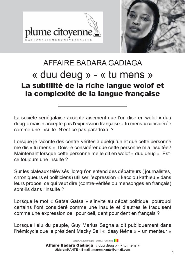 Affaire Badara Gadiaga « Duu deug » – « tu mens »