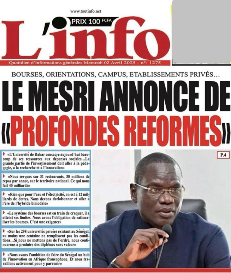 LE MESRI ANNONCE DE “PROFONDES REFORMES”