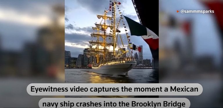 Mexican Navy tall ship crashes into Brooklyn Bridge, killing two