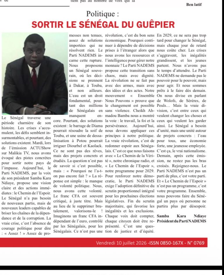 SORTIR LE SÉNÉGAL DU GUÊPIER